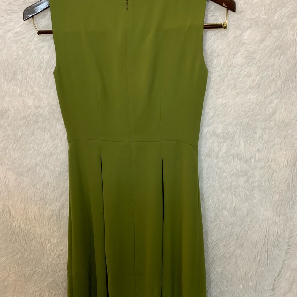 Ann Taylor Dress Womens Size 0 Green Sleeveless  Pleated Sheath Lined Dress - Picture 6 of 8